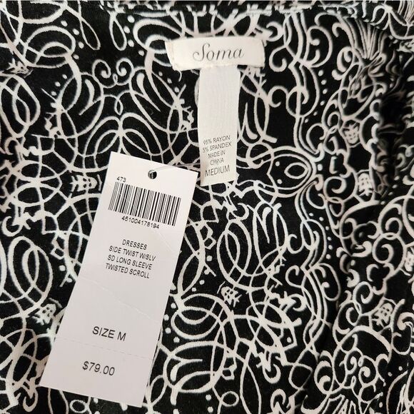 Soma Side Twist 3/4 Sleeve Dress Size Medium NWT - Picture 5 of 5